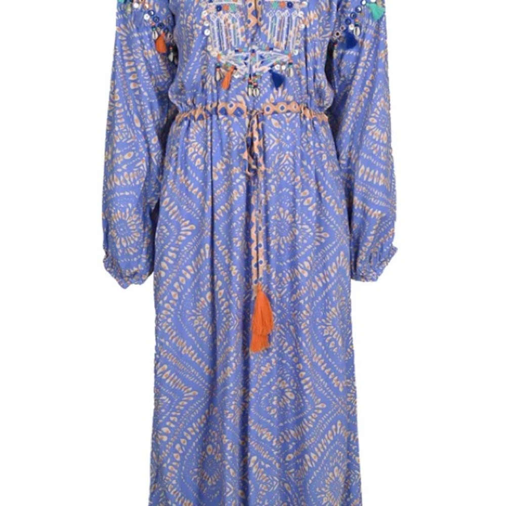 Miss June Blue Patterned Maxi Dress